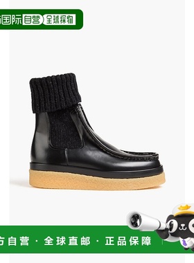 香港直邮Chloe 蔻依 女士 Jamie 皮质罗纹针织短靴 CHC22A66806W