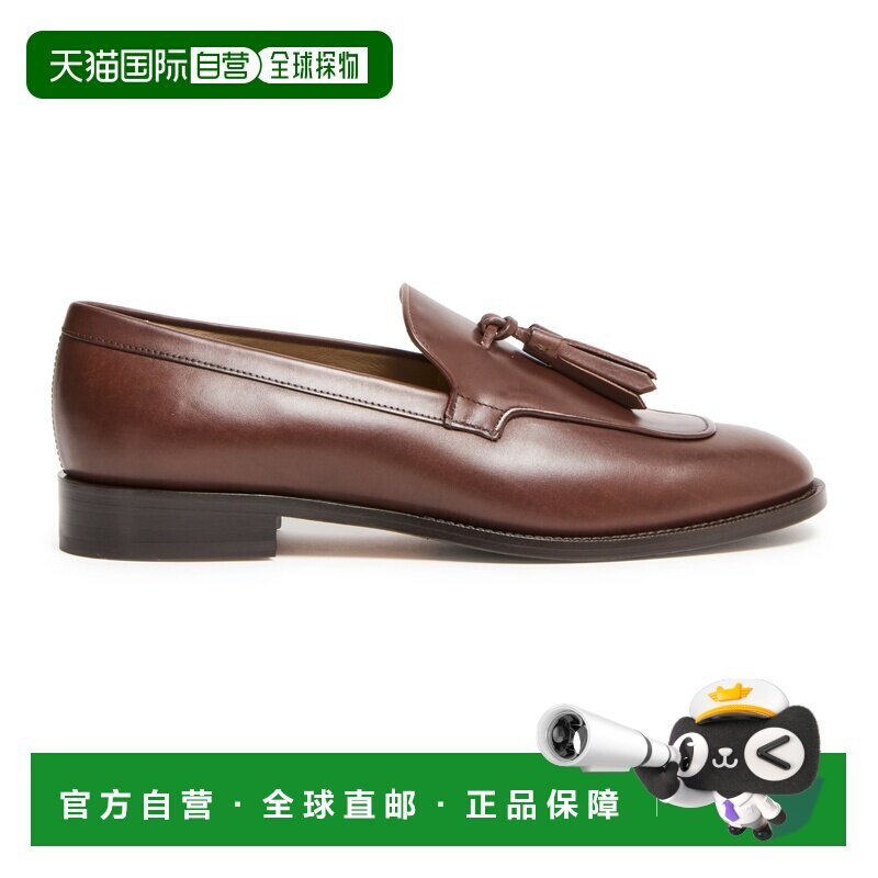 自营欧洲直邮MAX MARA 女士巧克力色小牛皮流苏乐福鞋单鞋一脚蹬