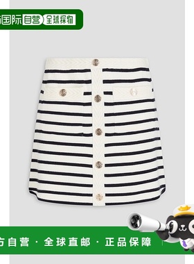 1h可退 香港直邮Maje 女士 精饰条纹针织迷你半身裙 MFPJU01287D0