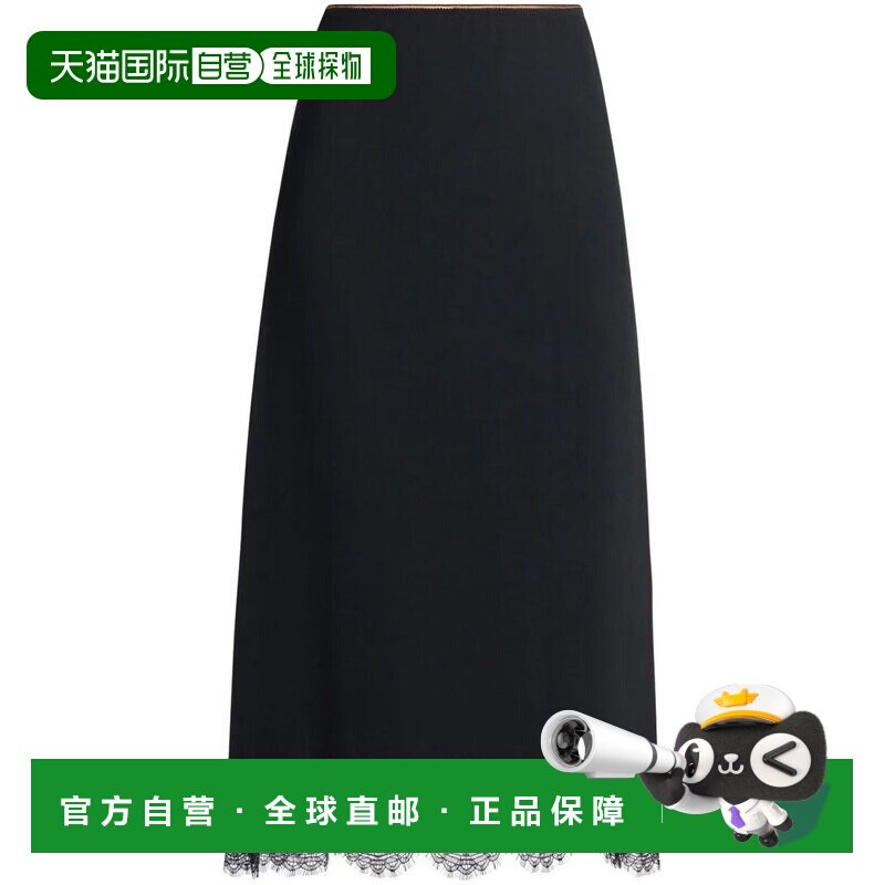 香港直邮VINCE 女士 蕾丝拼接绉纱中长半身裙 V060430959长裙