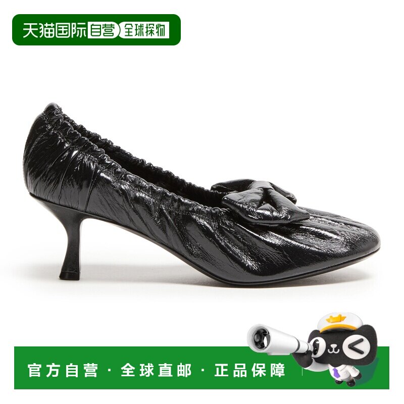 自营欧洲直邮ACNE STUDIOS 女士黑色皮革中跟高跟鞋凉鞋图片