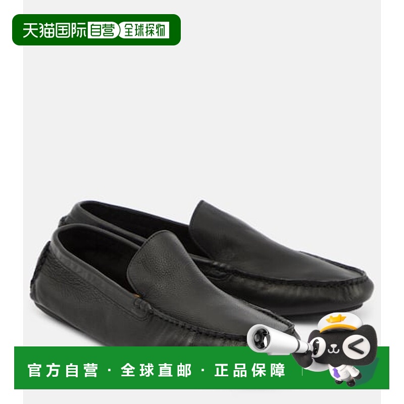 1h可退 香港直邮The Row 女士 Lucca 皮质莫卡辛便鞋 black黑色