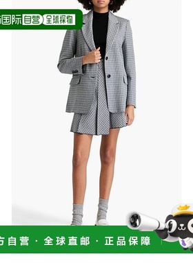 香港直邮Maje 女士 格纹斜纹布西装外套 MFPVE00476BLEUGRIS羊毛