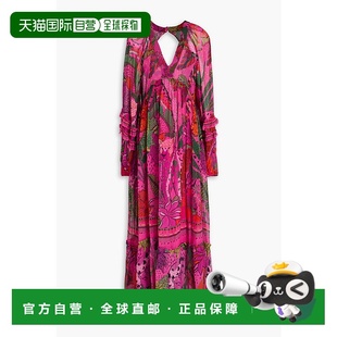 香港直邮FARM 连衣裙 RIO 精饰剪口印花绉纱长款 3113 女士 1h可退