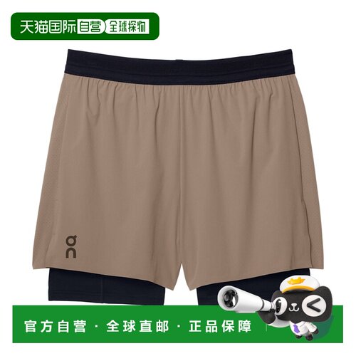 自营欧洲直邮ON昂跑 Performance男士煤渣棕聚酯纤维二合一5寸跑