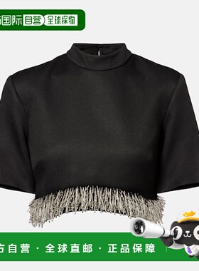 1h可退 香港直邮Simkhai 女士 Jalen 精饰短款上衣 black黑色 舒