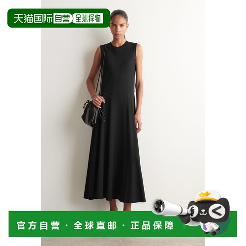 自营欧洲直邮COS 女士黑色棉质雕塑感针织迷笛连衣裙