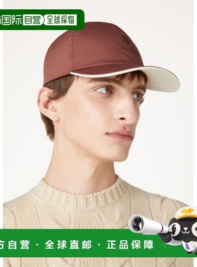 自营欧洲直邮Loro Piana 男士棕红色聚酯纤维帽子