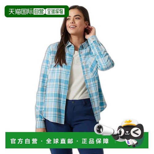 自营欧洲直邮Helly Hansen 女士灰蓝色棉Lokka有机法兰绒长袖衬衫