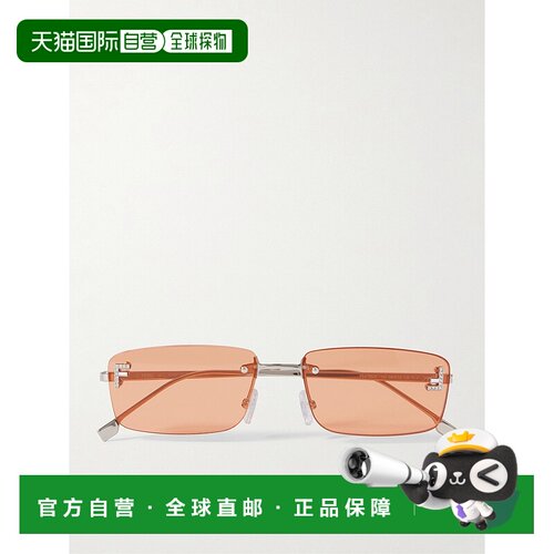 1h可退 香港直邮Fendi 芬迪 女士 First 矩形框水晶装饰镀银太阳