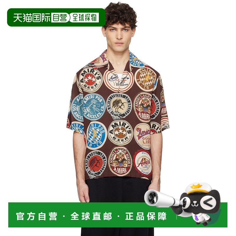 香港直邮AMIRI 男士 棕色 Coasters 衬衫 AMSTCA1086印花短袖
