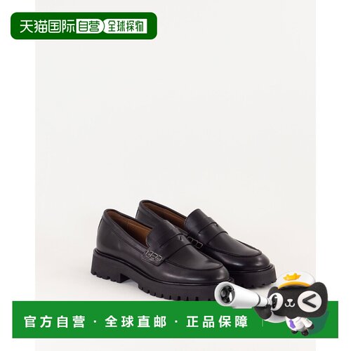 自营欧洲直邮Sessun思溯 Barcelo女士黑色皮革乐福鞋单鞋一脚蹬