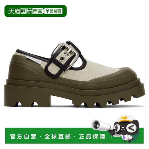 香港直邮Bottega Veneta 葆蝶家 男士 米色 & 绿色 Trek 玛丽珍鞋