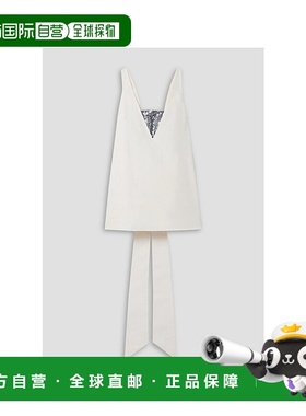 1h可退 香港直邮Staud 女士 Irie 珠片薄纱边棉混纺罗缎迷你连衣