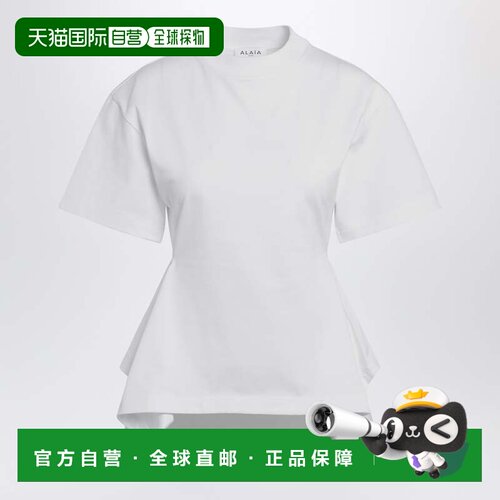 1h可退 香港直邮alaia 女士 拼接棉质T恤(白色) AA9I0026J103CCO0