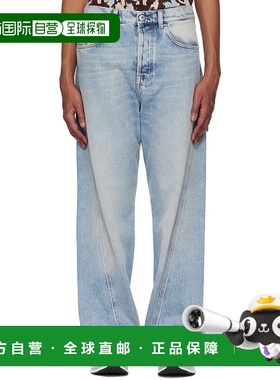 香港直邮Lanvin 朗雯 男士 蓝色 Twisted Straight-Leg 牛仔裤 RM