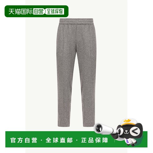 欧洲直邮MONCLER(盟可睐) Pantalon en flanelle à logo en cuir