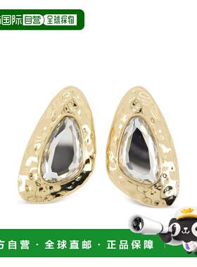 1h可退 香港直邮Self-Portrait 女士 锤痕金色水晶耳环 RS26616EG