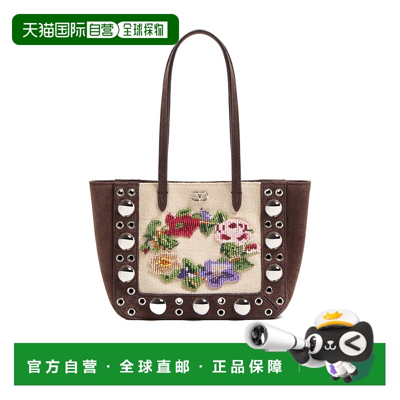 香港直邮VALENTINO 25FW 迷你刺绣绒面革手袋 Women单肩包手提包