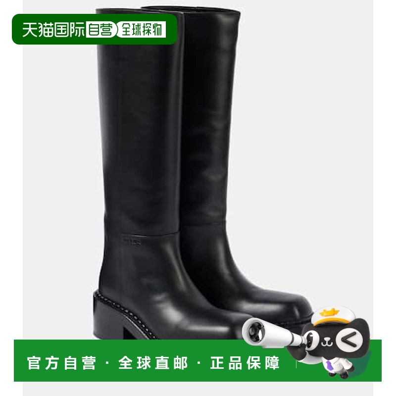 1h可退 香港直邮Prada 普拉达 女士 皮质及膝靴子 black黑色 舒适