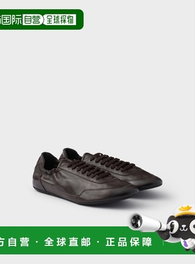 自营欧洲直邮Prada普拉达 Collapse系列男士深棕色小牛皮丝印logo