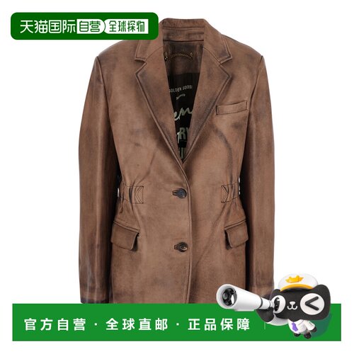 1h可退 香港直邮GOLDEN GOOSE 女士 Lapels 棕色单排扣经典款皮革