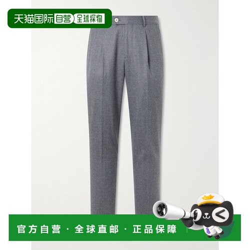 Brunello Cucinelli 布内罗 古奇拉利 男士 直筒褶裥羊毛裤子 ME2