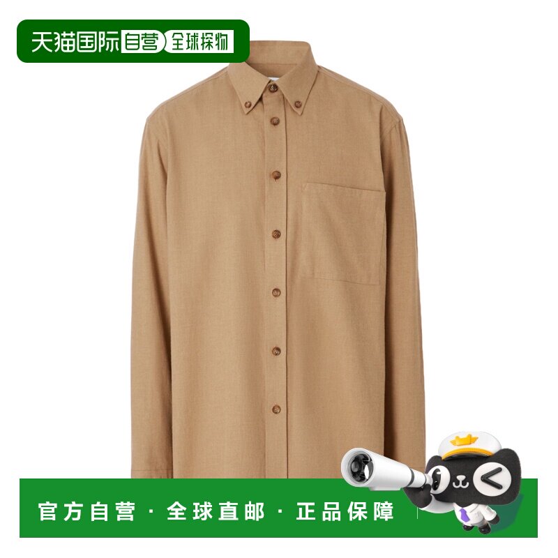 1h可退 香港直邮BURBERRY 男士衬衫 80481191 AW2022 棕色 棉质纽