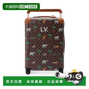 自营欧洲直邮LV路易威登 Horizon男士棕色涂层帆布棋盘格图案行李