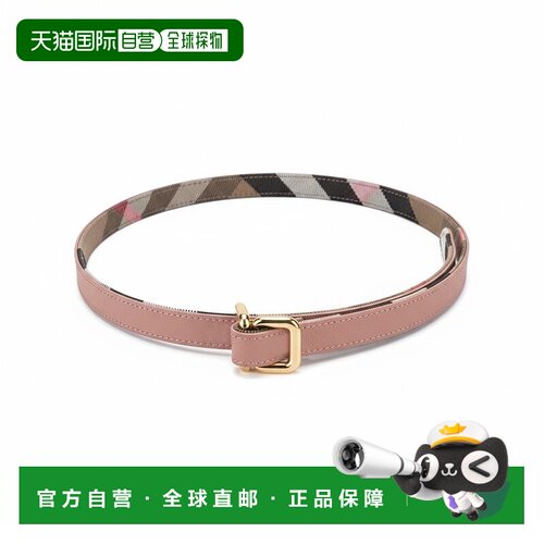自营欧洲直邮Burberry/博柏利 女士暗粉色拼色帆布配皮格纹印花腰