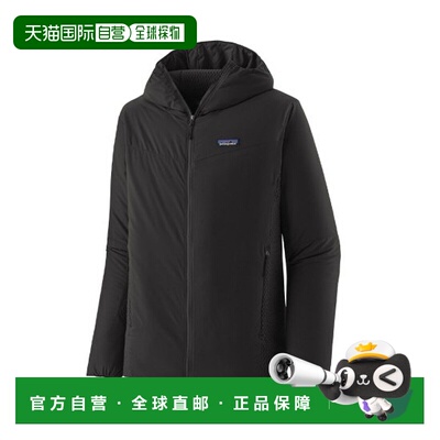 自营欧洲直邮PATAGONIA NANO-AIR男士黑色再生聚酯连帽羽绒服外套