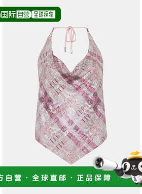 Pink Check Chainmail Top上衣女装背心