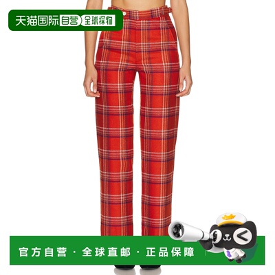 1h可退 香港直邮Bode 女士 Gable 格子裤子 MRF25BT056 red红色