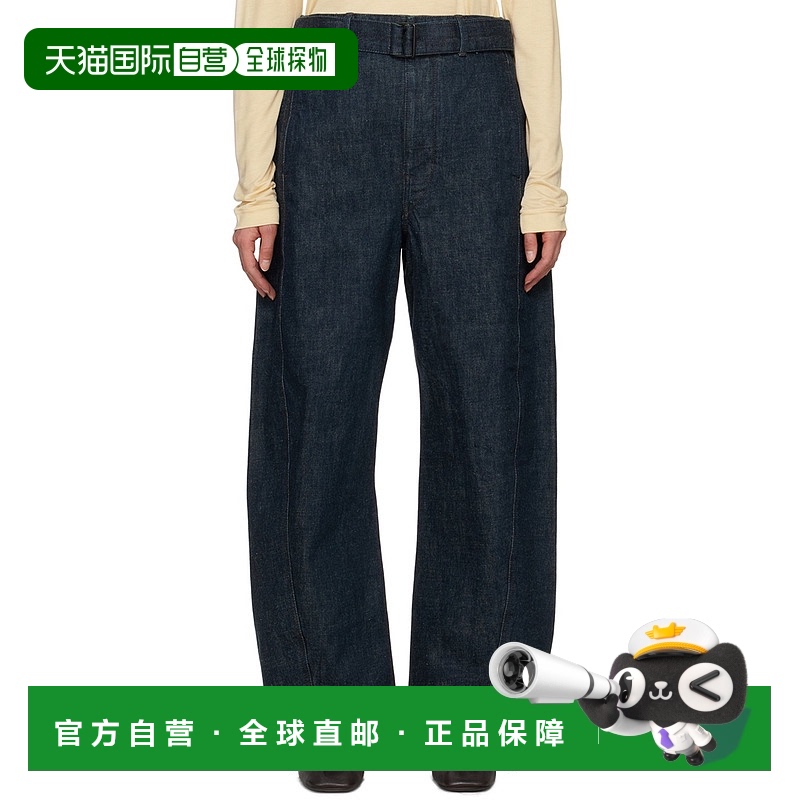 香港直邮Lemaire 女士 蓝色 Twisted Belted 牛仔裤 PA326LD068