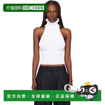 香港直邮alaia 女士 白色 Ribbed Knit Curled Trimmed Halter 上