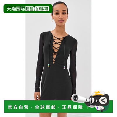 1h可退 美国直邮Staud 女士 Reve 迷你连衣裙 black黑色 舒适时尚
