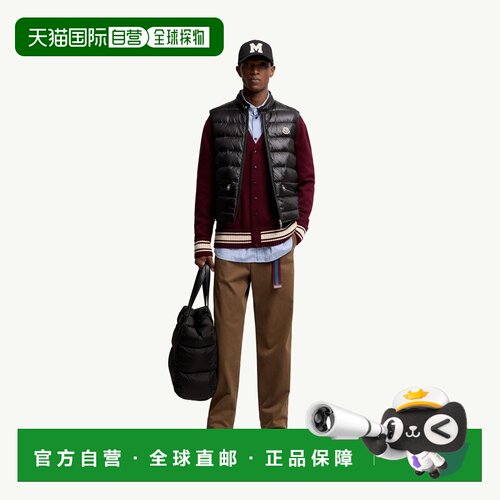 自营欧洲直邮Moncler盟可睐 Gui男士黑色尼龙可收纳羽绒马甲外套