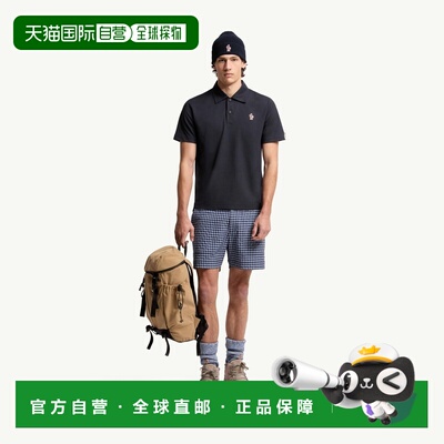 自营欧洲直邮MONCLER盟可睐 Grenoble男士藏青色尼龙LogoPolo衫