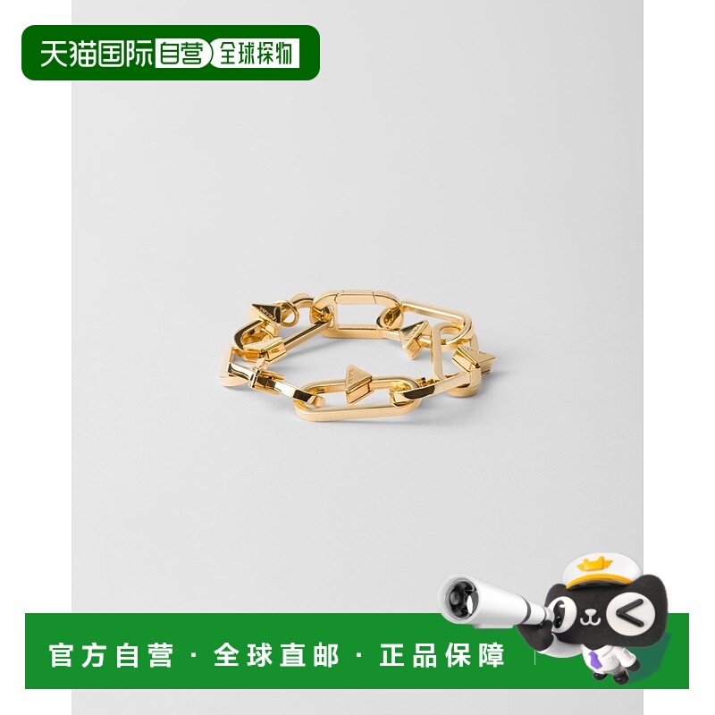 自营欧洲直邮Prada普拉达 女士金色黄铜三角标识手链