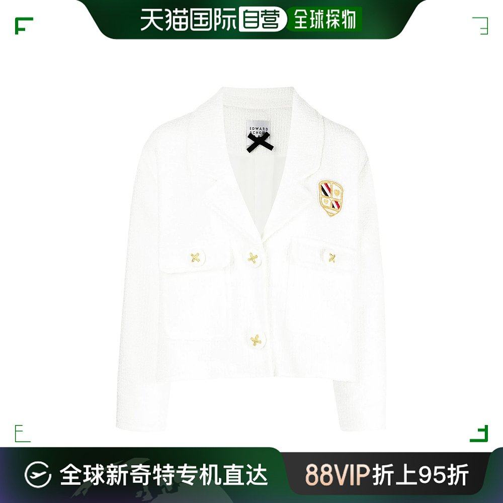 香港直邮edward achour 女士 刺绣单排扣西裝外套 eap020105085wh