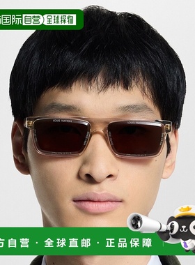 自营欧洲直邮LV路易威登 男士驼色醋酸纤维方形太阳镜