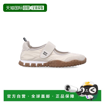 1h可退 香港直邮Miu Miu 缪缪 女士 MIU MIU TYRE 布织绒面革平底