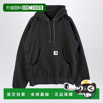 1h可退 香港直邮Sacai 女士 黑色棉质连帽衫 25-00993SCO001卫衣