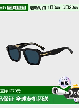 自营欧洲直邮Hugo Boss 男士黑色醋酸纤维太阳镜配饰logo标识