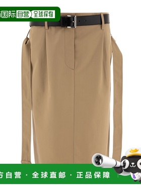 香港直邮Prada 腰带环半身裙 P185KK14ZGSOOO普拉达包臀裙中裙