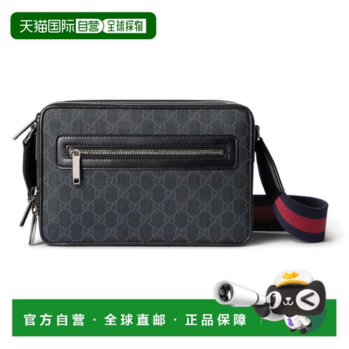 1h可退 香港直邮Gucci 古驰 男士 GG黑色中号斜挎包 822072FADJA