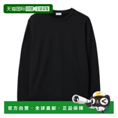 自营欧洲直邮Burberry 卫衣 黑色棉质格纹饰边圆领长袖 博柏利 男士