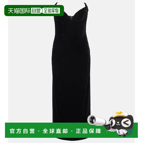 香港直邮Mugler 穆勒 女士 天鹅绒紧身束胸连衣裙性感吊带