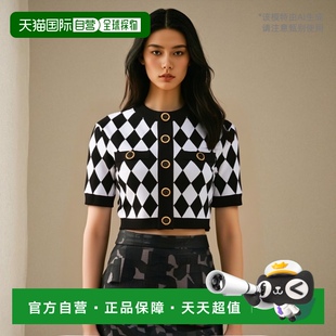 歐洲直郵BALMAIN DF1AI116KG66EAB圓領(lǐng)針織短袖 女士襯衫