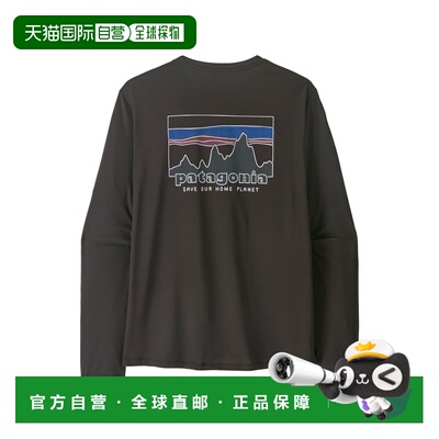 自营欧洲直邮Patagonia L/S Cap Cool Daily男士黑色聚酯纤维长袖